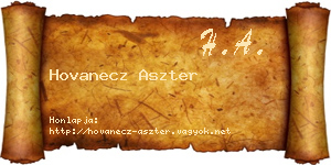Hovanecz Aszter névjegykártya